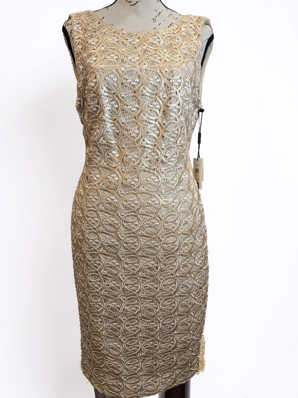 Calvin Klein Metallic Lace Cocktail Dress NWT Size 4